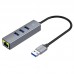Переходник HUB Hoco HB34 Easy link USB Gigabit Ethernet adapter (USB to USB3.0*3+RJ45) (00000066081_1)