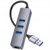 Переходник HUB Hoco HB34 Easy link USB Gigabit Ethernet adapter (USB to USB3.0*3+RJ45) (00000066081_1)