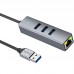 Переходник HUB Hoco HB34 Easy link USB Gigabit Ethernet adapter (USB to USB3.0*3+RJ45) (00000066081_1)