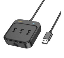 Переходник HUB Hoco HB35 Easy link 4-in-1 Gigabit Ethernet Adapter (USB to USB3.0*3+RJ45) (L=0.2M) (00000066082_1)