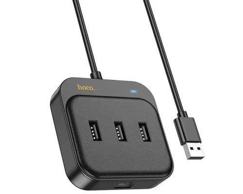 Переходник HUB Hoco HB35 Easy link 4-in-1 Gigabit Ethernet Adapter (USB to USB3.0*3+RJ45) (L=0.2M) (00000066082_1)