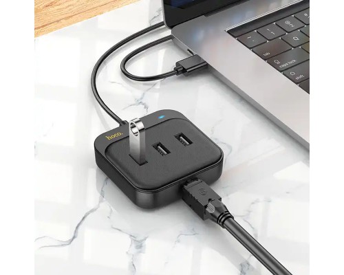 Переходник HUB Hoco HB35 Easy link 4-in-1 Gigabit Ethernet Adapter (USB to USB3.0*3+RJ45) (L=0.2M) (00000066082_1)