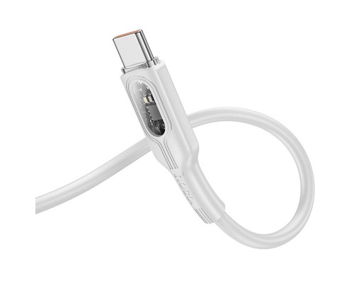 Дата кабель Hoco U120 Transparent explore intelligent power-off USB to Type-C 5A (1.2m) (00000066084_1)