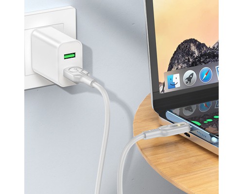 Дата кабель Hoco U120 Transparent explore intelligent power-off USB to Type-C 5A (1.2m) (00000066084_1)