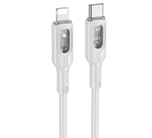 Дата кабель Hoco U120 Transparent explore intelligent power-off PD 27W Type-C to Lightning (1.2m) (00000066086_1)