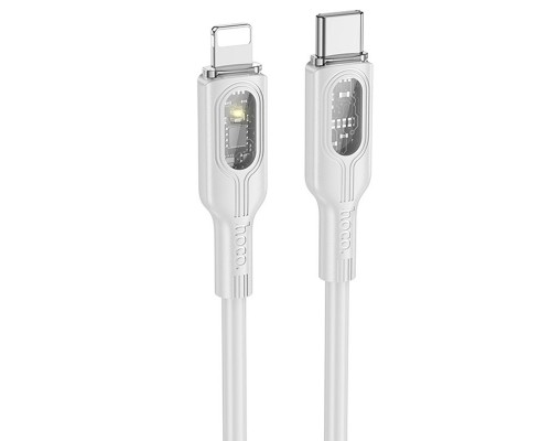 Дата кабель Hoco U120 Transparent explore intelligent power-off PD 27W Type-C to Lightning (1.2m) (00000066086_1)