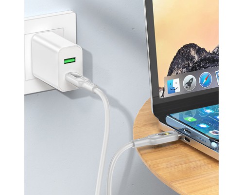 Дата кабель Hoco U120 Transparent explore intelligent power-off PD 60W Type-C to Type-C (1.2m) (00000066088_1)