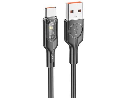 Дата кабель Hoco U120 Transparent explore intelligent power-off USB to Type-C 5A (1.2m) (00000066084_2)
