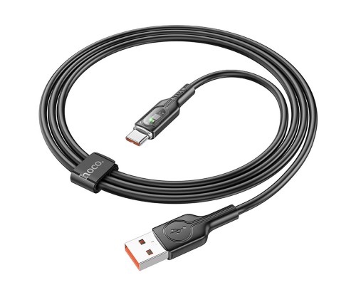 Дата кабель Hoco U120 Transparent explore intelligent power-off USB to Type-C 5A (1.2m) (00000066084_2)