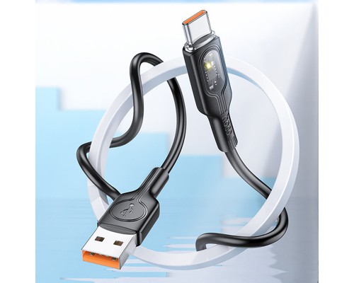 Дата кабель Hoco U120 Transparent explore intelligent power-off USB to Type-C 5A (1.2m) (00000066084_2)