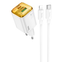 СЗУ Hoco N53 Monsoon PD30W+QC3.0 (1USB-A/1C) + Type-C to Lightning (00000074139_1)