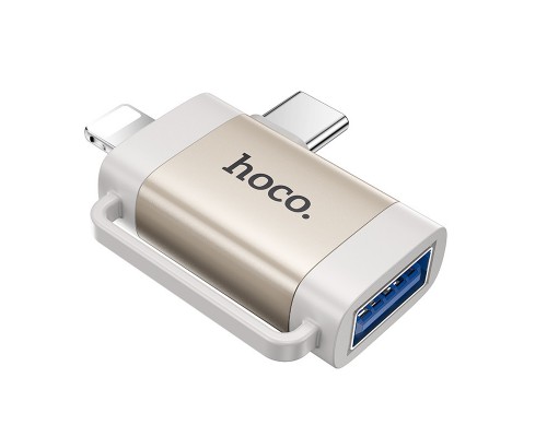 Переходник Hoco UA31F OTG 2in1 Lightning male/Type-C male to USB female (00000074128_1)