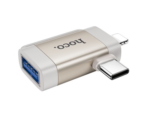 Переходник Hoco UA31F OTG 2in1 Lightning male/Type-C male to USB female (00000074128_1)