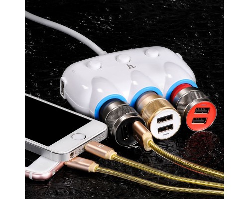 АЗУ с разветвителем прикуривателя Hoco C1 (3 порта+2USB/3.1A) (00000067268_1)