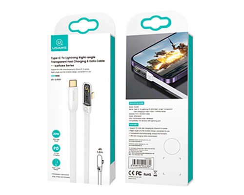 Дата кабель USAMS US-SJ586 Type-C to Lightning PD 20W Right-angle (2m) (00000062632_2)