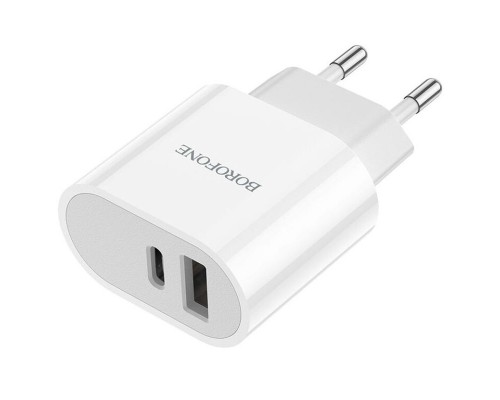 СЗУ Borofone BA62A Wiseacre PD12W (1USB/1Type-C/2.4A) + Type-C to Lightning (00000058307_1)