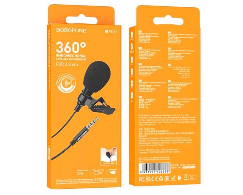Микрофон петличный Borofone BFK11 Elegant lavalier 3.5mm (2m) (00000074770_1)