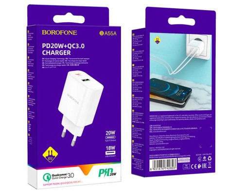 СЗУ Borofone BA55A PD20W+QC3.0 (1USB/1Type-C/3A) (00000058306_1)