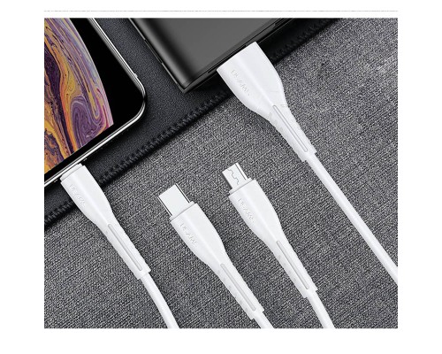 Дата кабель Usams US-SJ367 U35 3in1 USB to Combo 2A (1m) (00000036473_1)