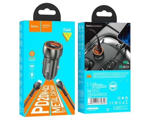 АЗУ Hoco Z46A Blue whale PD 20W + QC3.0 + Type-C to Lightning (00000062838_1)