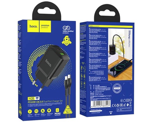 СЗУ Hoco N28 Founder PD20W+QC3.0 + Type-C to Type-C (00000062839_1)
