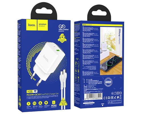СЗУ Hoco N28 Founder PD20W+QC3.0 + Type-C to Type-C (00000062839_2)