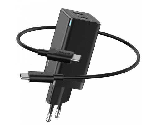 СЗУ Baseus GaN2 QC (2 Type-C/ 45W) + кабель Type-C to Type-C 65W (CCGAN) (00000048646_2)