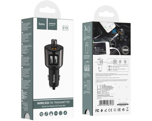 АЗУ FM модулятор Hoco E19  (2USB 2.4А) (00000063339_1)