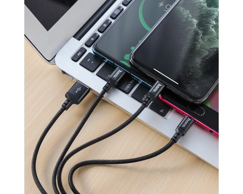 Дата кабель Hoco X14 Times Speed 3in1 (Lightning+Micro USB+Type-C) (1m) (00000038609_2)