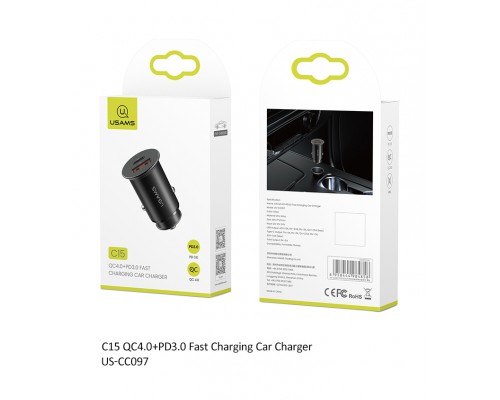 АЗУ USAMS US-CC097 C15 QC4.0+PD3.0 Fast Charging Car Charger (00000034520_1)
