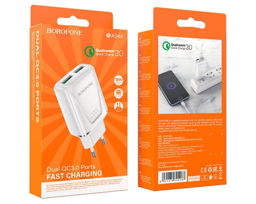 СЗУ Borofone BA54A QC3.0 (2USB/3A/18W) (00000058305_1)