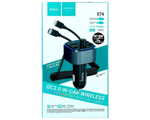 АЗУ FM модулятор Hoco E74 Energy QC3.0 2in1 with cable (00000066148_1)