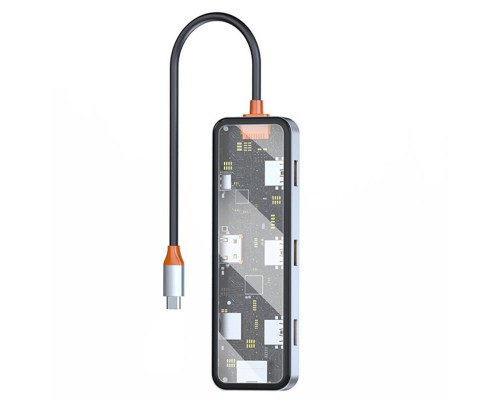 Переходник HUB WIWU Cyber hub 8 in 1 (2xUSB 3.0+USB 2.0+SD+MicroSD+HDMI(4K@30Hz)+RJ45) (00000066839_1)