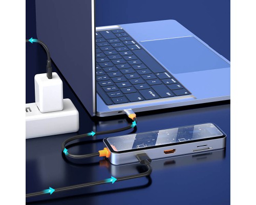 Переходник HUB WIWU Cyber hub 8 in 1 (2xUSB 3.0+USB 2.0+SD+MicroSD+HDMI(4K@30Hz)+RJ45) (00000066839_1)