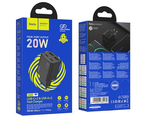 СЗУ Hoco N55 Fundador PD20W four-port (2USB-A/2C) (00000073924_1)