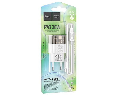 СЗУ Hoco C131A Platium PD30W+QC3.0 + Type-C to Lightning (00000067586_2)