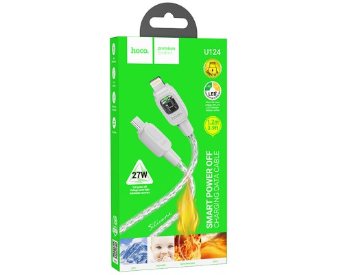 Дата кабель Hoco U124 Stone silicone power-off Type-C to Lightning (1.2m) (00000068366_2)