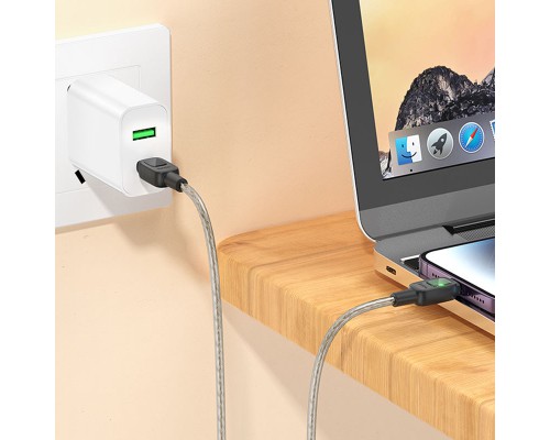 Дата кабель Hoco U124 Stone silicone power-off 60W Type-C to Type-C (1.2m) (00000068367_1)
