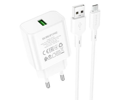 СЗУ Borofone BA72A Spring QC3.0 USB to MicroUSB (00000064402_1)