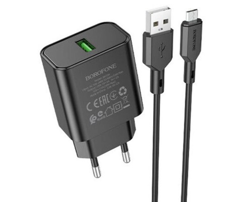 СЗУ Borofone BA72A Spring QC3.0 USB to MicroUSB (00000064402_2)