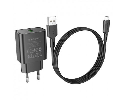СЗУ Borofone BA72A Spring QC3.0 USB to MicroUSB (00000064402_2)