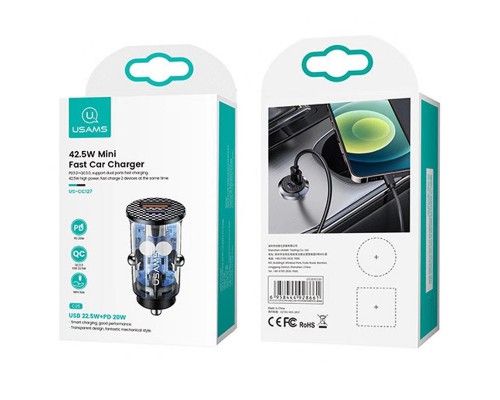 АЗУ Usams US-CC127 C25 42.5W + PD 20W Mini (00000049244_1)