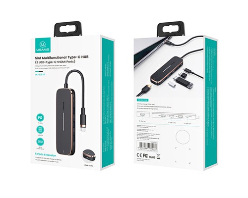Переходник HUB Usams US-SJ578 5in1 Multifunctional (Type-C to 3USB+Type-C+HDMI ports) (00000062697_1)