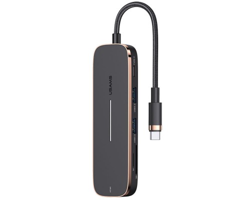 Переходник HUB Usams US-SJ575 6in1 Multifunctional (Type-C to 2USB+Type-C+Micro SD+SD+HDMI ports) (00000062698_1)