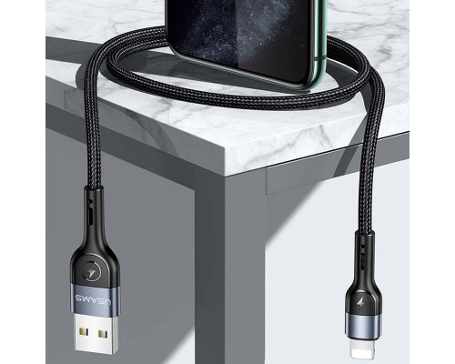 Дата кабель Usams US-SJ448 U55 Aluminum Alloy Braided USB to Lightning (1m) (00000062675_1)