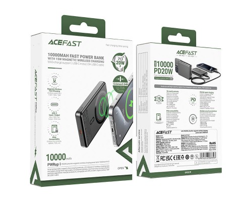 Портативное ЗУ Power Bank Acefast M12 PD20W с БЗУ 10000 mAh (00000073070_1)