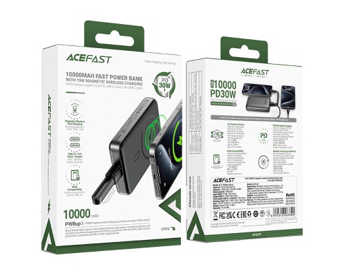 Портативное ЗУ Power Bank Acefast M10 PD30W с БЗУ 10000 mAh (00000073071_1)