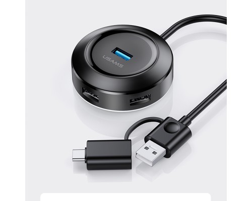 Адаптер USAMS US-SJ416 4 USB HUB Smart Adapter USB3.0+Type-C3.0 (00000034534_1)