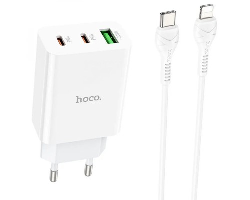 СЗУ Hoco C99A PD20W+QC3.0 (1USB/2Type-C/3A) + Type-C to Lightning (00000067270_1)