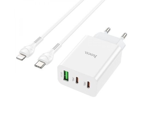 СЗУ Hoco C99A PD20W+QC3.0 (1USB/2Type-C/3A) + Type-C to Lightning (00000067270_1)
